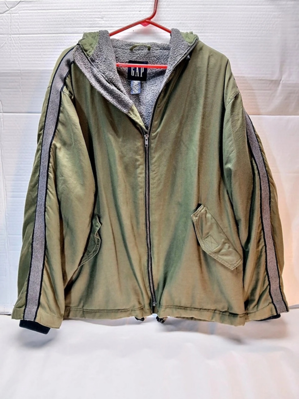 Vintage Gap Mens Green Zip Up Hooded Lined Jacket Outdoor Active Wear - Medium